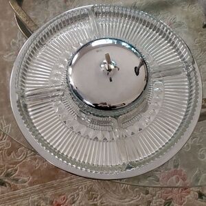 Kromex serving tray home dining lazy Susan turntable relish tray compartments